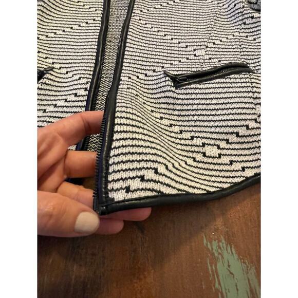 Margareth Oleary Women's Tricot Leather Trim Cardigan - Picture 6 of 8